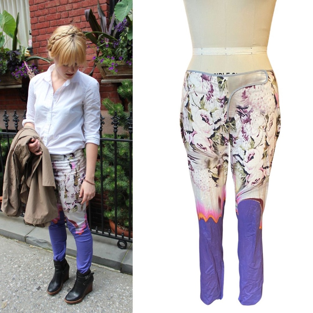 Vera Wang purple floral print pants SZ 4